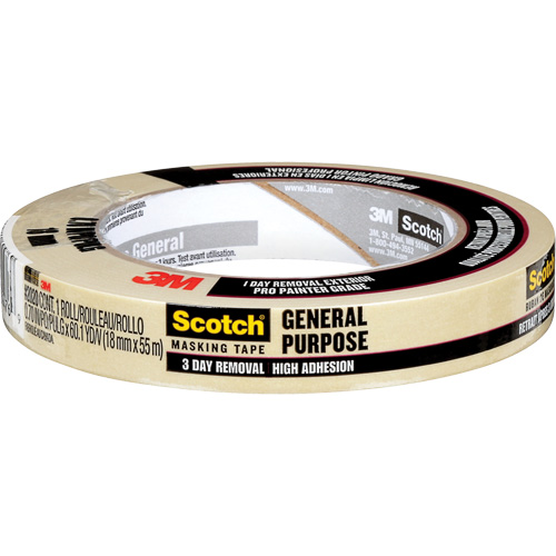 Scotch&reg; Contractor Grade Masking Tape 2020, 18 mm (3/4") x 55 m (180'), Beige M & M Nord Ouest Inc