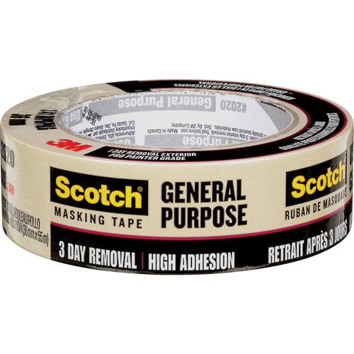 Scotch&reg; Contractor Grade Masking Tape 2020, 36 mm (1-1/2") x 55 m (180'), Beige M & M Nord Ouest Inc