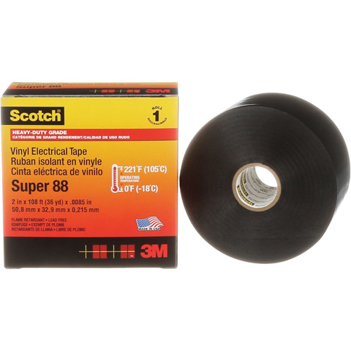 Ruban isolant Super 88 de calibre professionnel Scotch, 51 mm (2") x 33 m (108'), Noir, 8,5 mils M & M Nord Ouest Inc