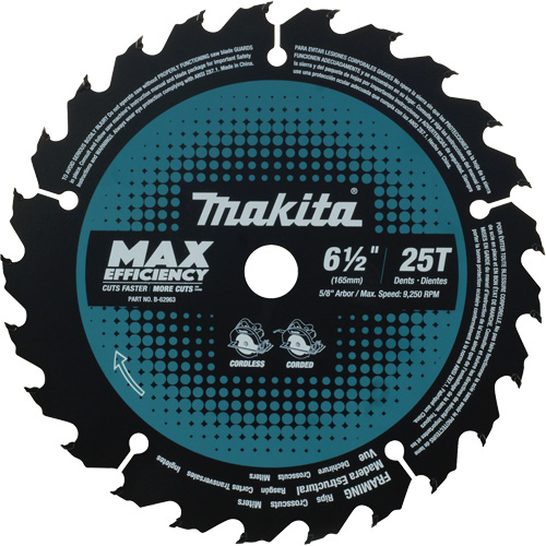 Max-Efficiency Circular Saw Blade, 6-1/2", 25 Teeth, Laminate/Wood Use M & M Nord Ouest Inc