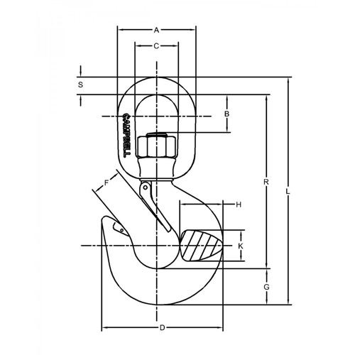 Crochet de levage pivotant avec loquet M & M Nord Ouest Inc