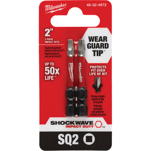 Shockwave Impact Duty Screwdriver Bit, Square, #2, 1/4" Drive M & M Nord Ouest Inc