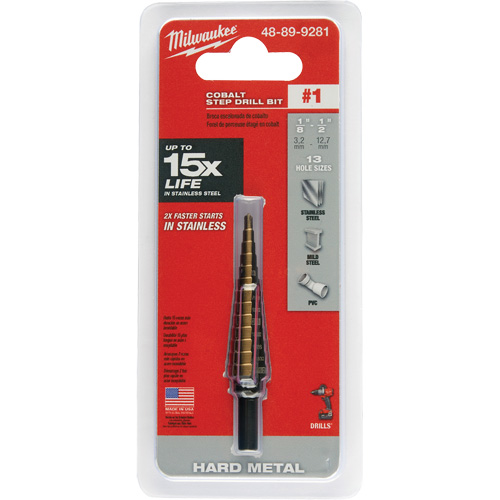 Foret &eacute;tag&eacute;, 1/8"/#1 - #1/1/2", Incr&eacute;ments de 1/32", Acier rapide au cobalt M & M Nord Ouest Inc