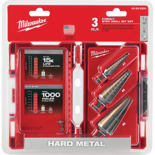 Step Drill Bit Set, 3 Pieces, High Speed Cobalt M & M Nord Ouest Inc