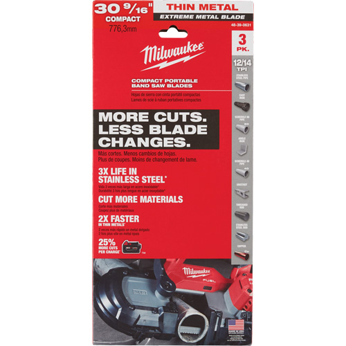 Lames-ruban pour coupes de m&eacute;taux extr&ecirc;mes, Acier rapide, 30-9/16" lo x 1/2" la x &eacute;paisseur 0,02", 12/14 dents par pouce M & M Nord Ouest Inc