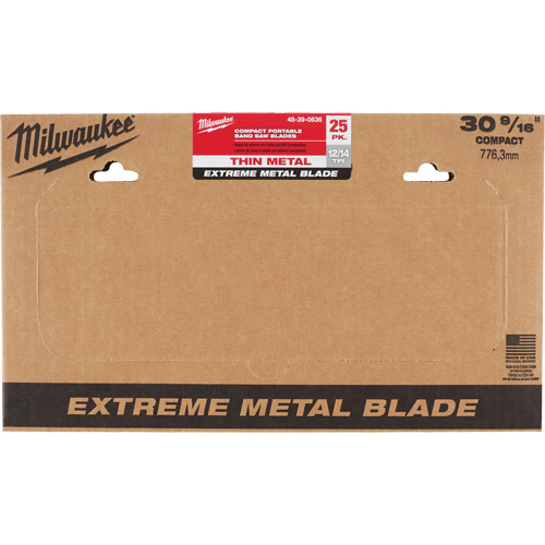 Lames-ruban pour coupes de m&eacute;taux extr&ecirc;mes, Acier rapide, 30-9/16" lo x 1/2" la x &eacute;paisseur 0,02", 12/14 dents par pouce M & M Nord Ouest Inc