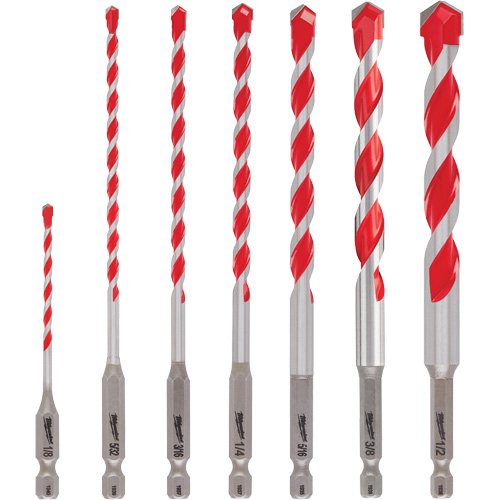 Grand jeu de forets pour perceuse &agrave; percussion Shockwave, 7 morceaux, Carbure M & M Nord Ouest Inc