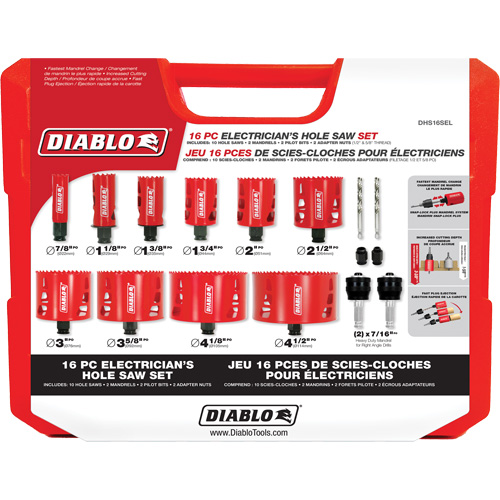 Electrician's Bi-Metal Hole Saw Set, 16 Pieces M & M Nord Ouest Inc