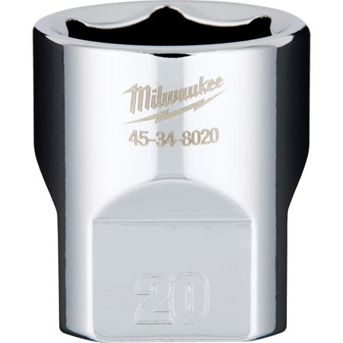Douille m&eacute;trique avec c&ocirc;t&eacute;s Four Flats, 20 mm, Prise 3/8", 6 pans M & M Nord Ouest Inc