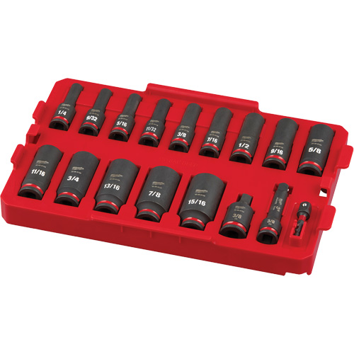 Jeu de douilles profondes 3/8" Shockwave Impact Duty Packout, 17 Mcx, Chocs, Prise de 3/8", Profond M & M Nord Ouest Inc