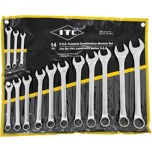 ICW-14PS Polished Wrench Set, Combination, 14 Pieces, Imperial M & M Nord Ouest Inc