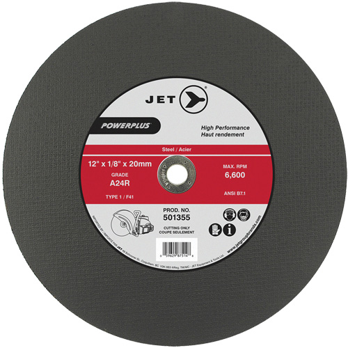 A24R PowerPlus Cut-Off Wheel, 12" x 1/8", 20 mm Arbor, Type 1, 6600 RPM M & M Nord Ouest Inc