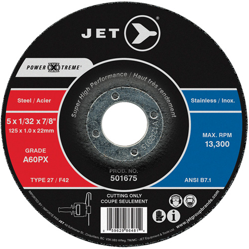 A60PX Power-Xtreme Cut-Off Wheel, 4-1/2" x 3/64", 7/8" Arbor, Type 27, 13300 RPM M & M Nord Ouest Inc
