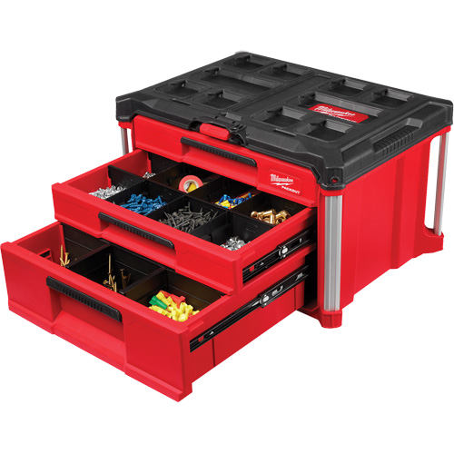 Boîte &agrave; outils avec 3 tiroirs PackOut, 16-3/10" x 22-1/5" x 14-3/10", Rouge M & M Nord Ouest Inc