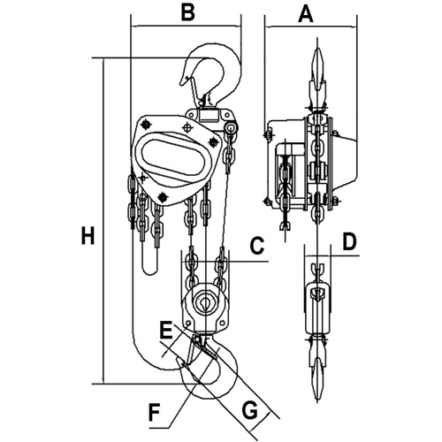 KCH Series Chain Hoists, 20' Lift, 11000 lbs. (5 tons) Capacity, Alloy Steel Chain M & M Nord Ouest Inc