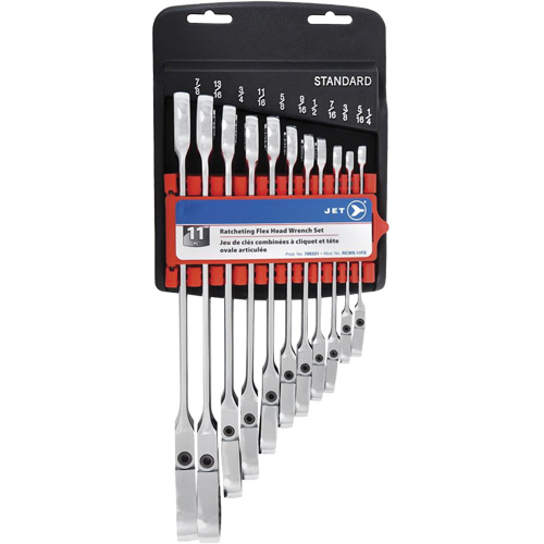 RCWS-11FS Flex Head Wrench Sets, Combination/Flex Head, 11 Pieces, Imperial M & M Nord Ouest Inc