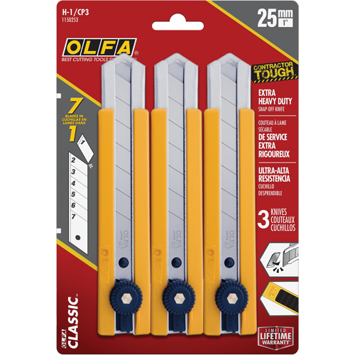 H-1 Classic Extra Heavy-Duty Utility Knife with Rubber Grip Inset, 25 mm M & M Nord Ouest Inc
