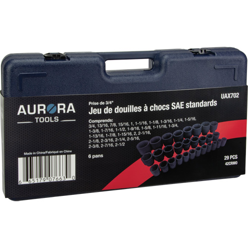 SAE Socket Set, 29 Pcs, Impact, 3/4" Drive Size M & M Nord Ouest Inc