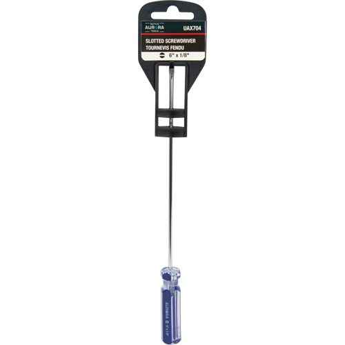 Tournevis &agrave; fente bleu transparent avec bandes, Tige de 1/8", Ronde, Prise en Plastique M & M Nord Ouest Inc