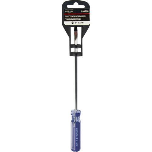 Tournevis &agrave; fente bleu transparent avec bandes, Tige de 3/16", Ronde, Prise en Plastique M & M Nord Ouest Inc