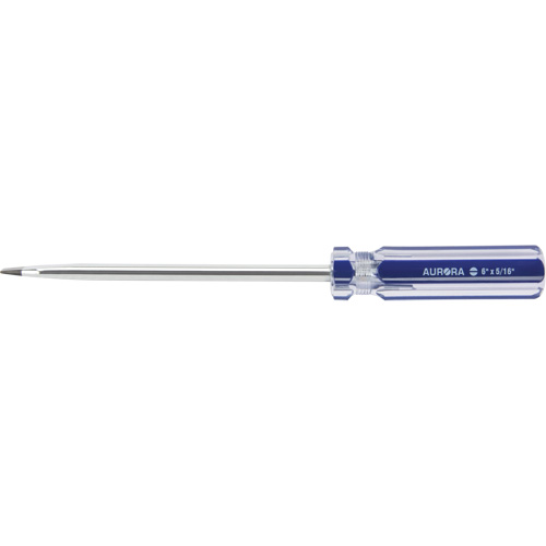 Blue Transparent Striped Slotted Screwdriver, 5/16" Tip, Round, Plastic Handle M & M Nord Ouest Inc
