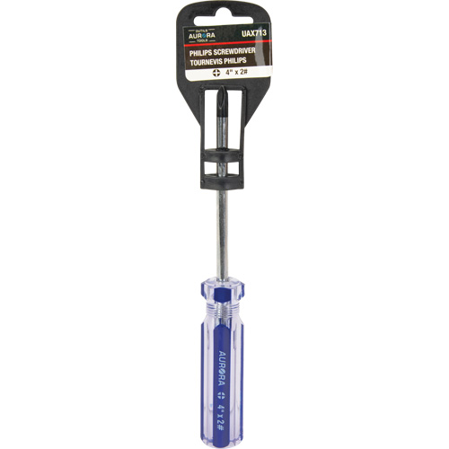 Tournevis Philips bleu transparent avec bandes, #2, Prise Plastique M & M Nord Ouest Inc