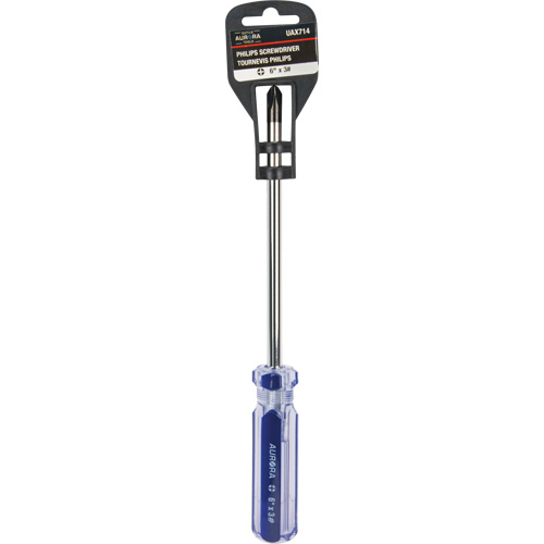 Tournevis Philips bleu transparent avec bandes, #3, Prise Plastique M & M Nord Ouest Inc