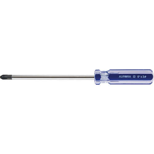Tournevis Philips bleu transparent avec bandes, #3, Prise Plastique M & M Nord Ouest Inc
