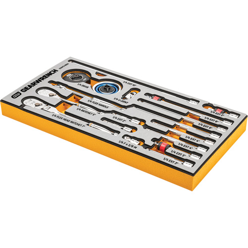 Jeu d'outils pour maître m&eacute;canicien MEGAMOD dans des plateaux en mousse modulaire de premi&egrave;re qualit&eacute; avec rangement d'outils, 1268 morcea M & M Nord Ouest Inc