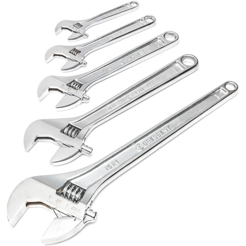 Chrome Wrench Set, Adjustable, 5 Pieces, Imperial and Metric M & M Nord Ouest Inc