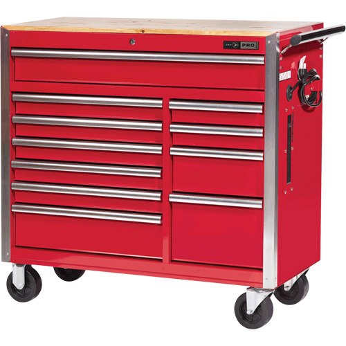 PRC4211 Pro Series Roller Cabinet, 11 Drawers, 42" W x 18" D x Red M & M Nord Ouest Inc