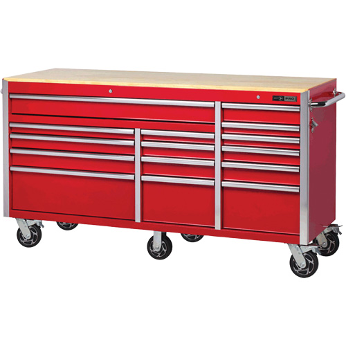 PRC7215 Pro Series Roller Cabinet, 15 Drawers, 72" W x 24" D x Red M & M Nord Ouest Inc