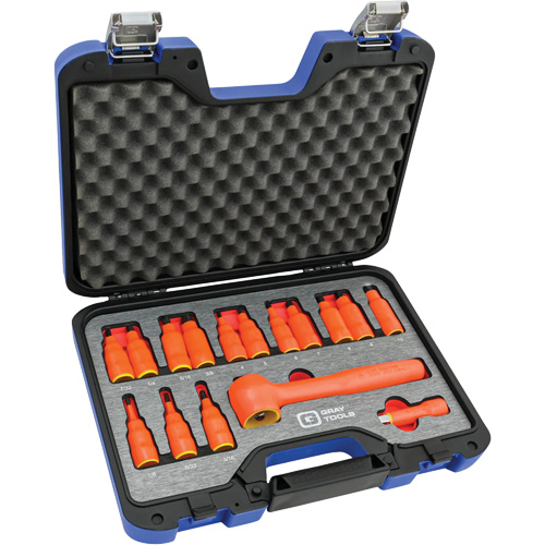 3/8" Drive SAE & Metric Hex Bit Insulated Socket and Attachment Set, 1000 V, 16 Pcs M & M Nord Ouest Inc