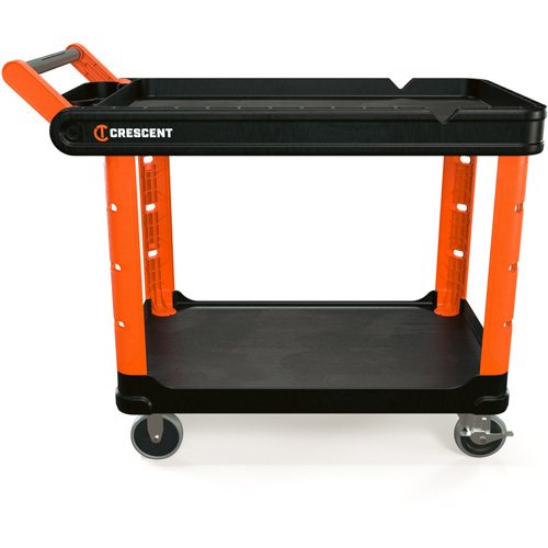 RAILWORKS 2-Shelf Industrial Utility Cart with 5" Hard Casters, 47" L x 24-1/2" W x 34" H, Black/Orange M & M Nord Ouest Inc