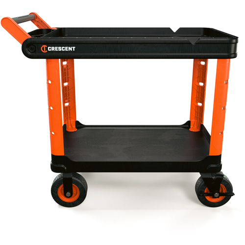 Chariot utilitaire industriel &agrave; 2 tablettes RAILWORKS avec roulettes de 8", 47" lo x 24-1/2" la x 37-4/5" h, Noir/Orange M & M Nord Ouest Inc