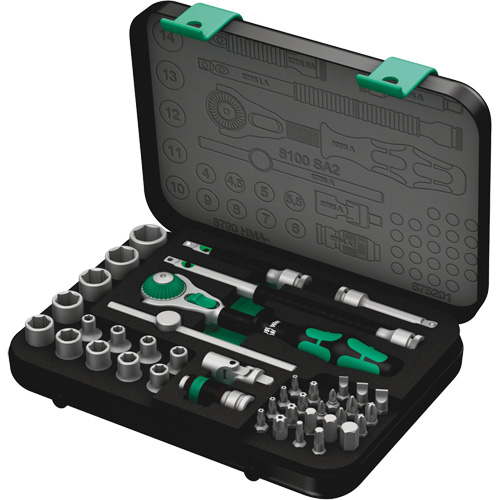 8100 SA 2 Zyklop Speed Ratchet Set, 42 Pcs, 3/8" Drive Size M & M Nord Ouest Inc