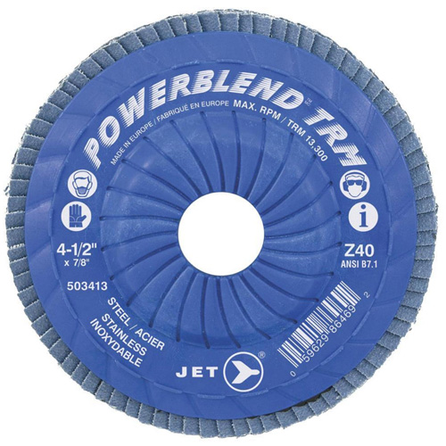 POWERBLEND TRM Trimmable Flap Disc, 4-1/2" x 7/8", Type 29, Z80 Grit, Zirconia Alumina M & M Nord Ouest Inc