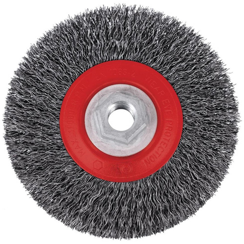 5C14T High Performance Crimped Wire Brush, 5" Dia., 0.014" Fill, 5/8"-11NC Arbor M & M Nord Ouest Inc