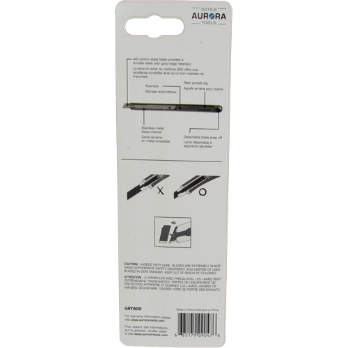 Couteau d'usage g&eacute;n&eacute;ral de 9 mm , Acier inoxydable, Prise en Plastique M & M Nord Ouest Inc