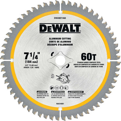 Tungsten Carbide-Tipped Steel Circular Saw Blade, 7-1/4", 60 Teeth, Non-Ferrous Use M & M Nord Ouest Inc