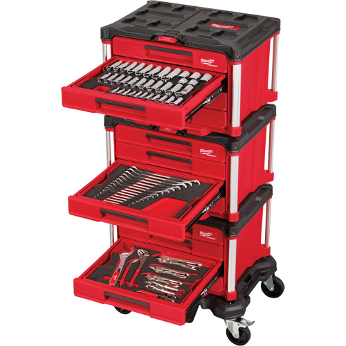 366-Piece Master Mechanics Hand Tool Set with PACKOUT Drawers & Dolly, 16-3/10" x 22-1/5" x 48-5/8", Black/Red M & M Nord Ouest Inc