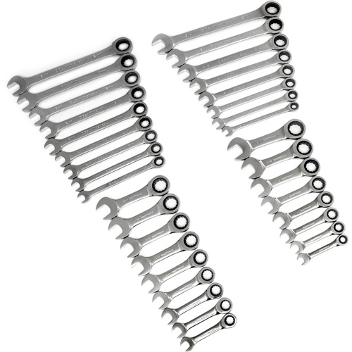 Jeu de cl&eacute;s courtes & standards &agrave; 12 pans et 72 dents, Combinaison &agrave; cliquet, 34 morceaux, Imp&eacute;rial et m&eacute;trique M & M Nord Ouest Inc