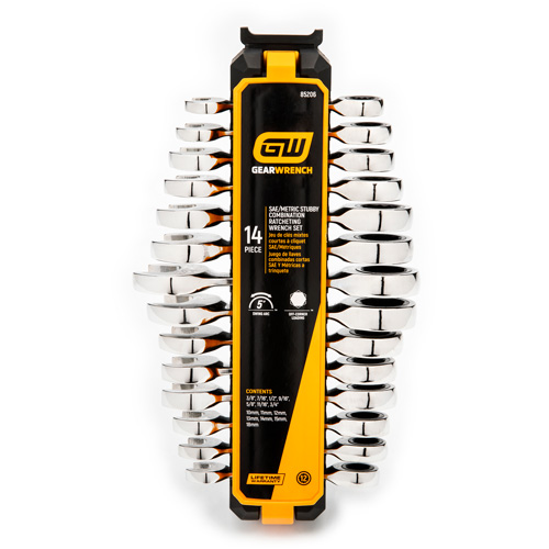 Jeu de cl&eacute;s courtes &agrave; 12 pans et 72 dents, Combinaison &agrave; cliquet, 14 morceaux, Imp&eacute;rial et m&eacute;trique M & M Nord Ouest Inc