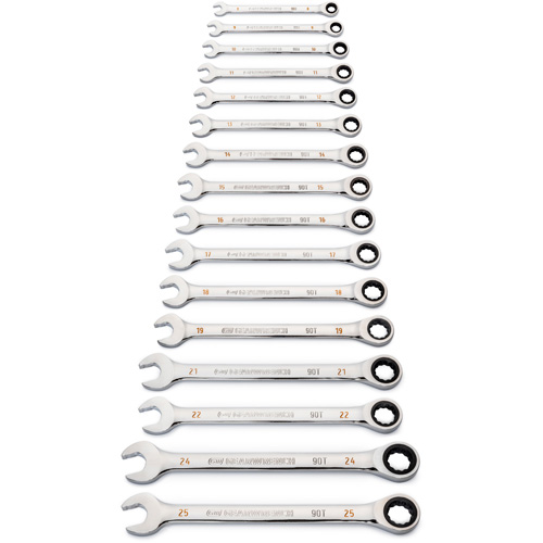 90-Tooth 12 Point Wrench Set, Ratcheting Combination, 16 Pieces, Metric M & M Nord Ouest Inc