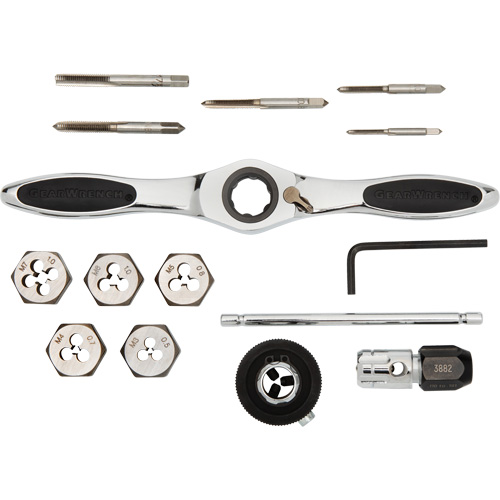 Jeu de tarauds et fili&egrave;res &agrave; cliquet m&eacute;triques, 15 Morcea M & M Nord Ouest Inc