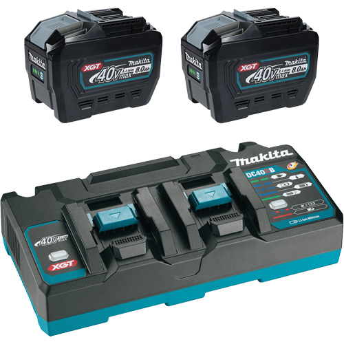Ensemble de d&eacute;part XGT avec chargeur rapide &agrave; deux ports et deux batteries de 8?Ah, 40 V, Lithium-ion M & M Nord Ouest Inc
