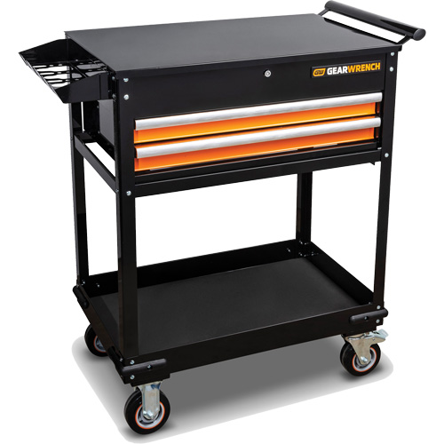 Utility Cart, 2 Drawers, 32-1/2" W x 42" H, Black/Orange M & M Nord Ouest Inc