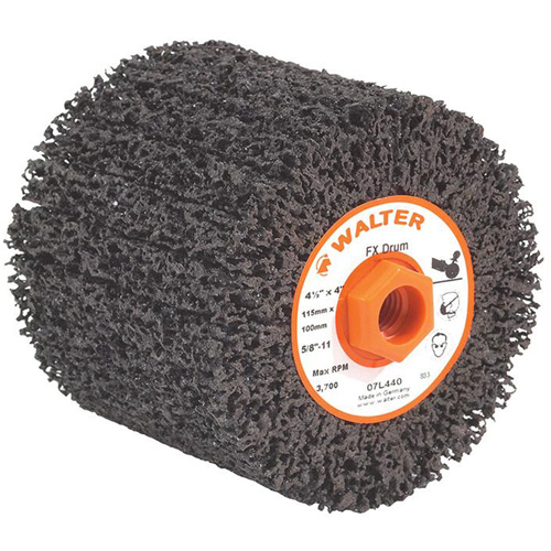 Tambour de finition FX, 4-1/4" dia. x 4" la, 5/8"-11 Arbre, Grain Cors&eacute; M & M Nord Ouest Inc