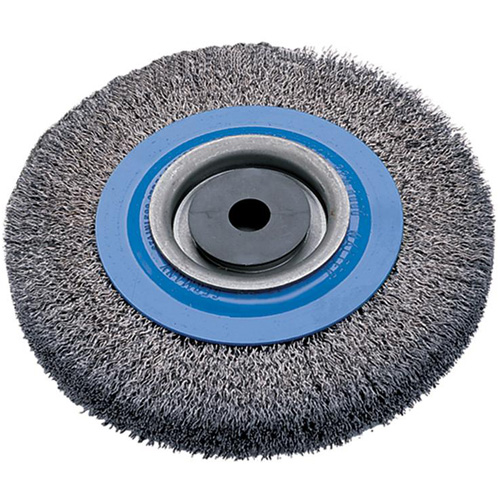 Crimped Wire Bench Wheel Brush, 6" Dia., 0.0118" Fill, 1/2" - 1/4" Arbor M & M Nord Ouest Inc