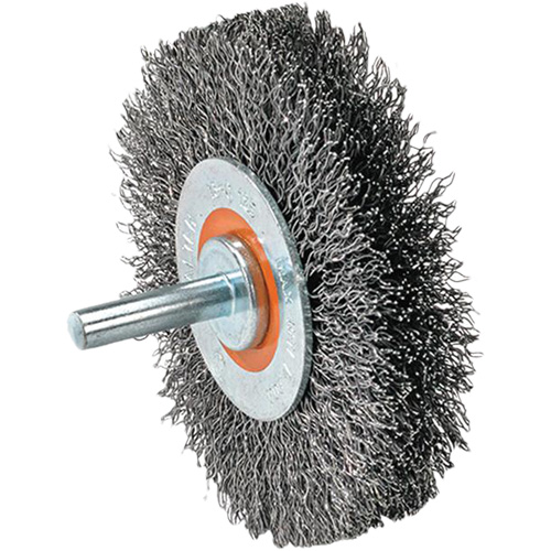 Mounted Wire Brush, 1-3/8" Dia., 0.008" Fill, 1-1/4" Arbor M & M Nord Ouest Inc